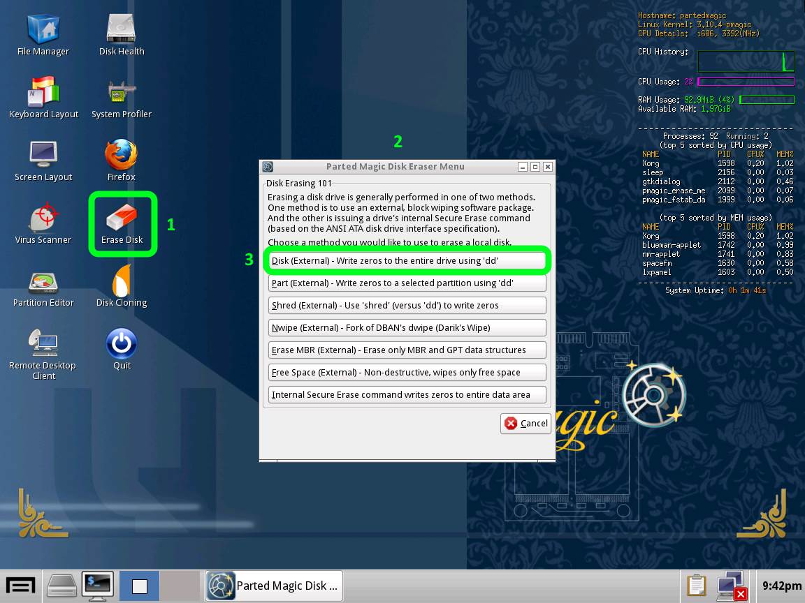 PartedMagic-03-Disk-Write-zero-to-the-entire-drive-ussing-dd