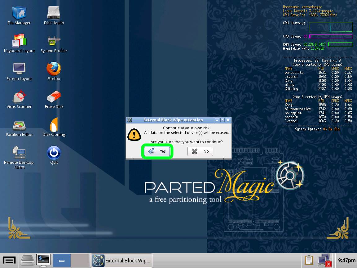 PartedMagic-05-External-Block-Wipe-Attention