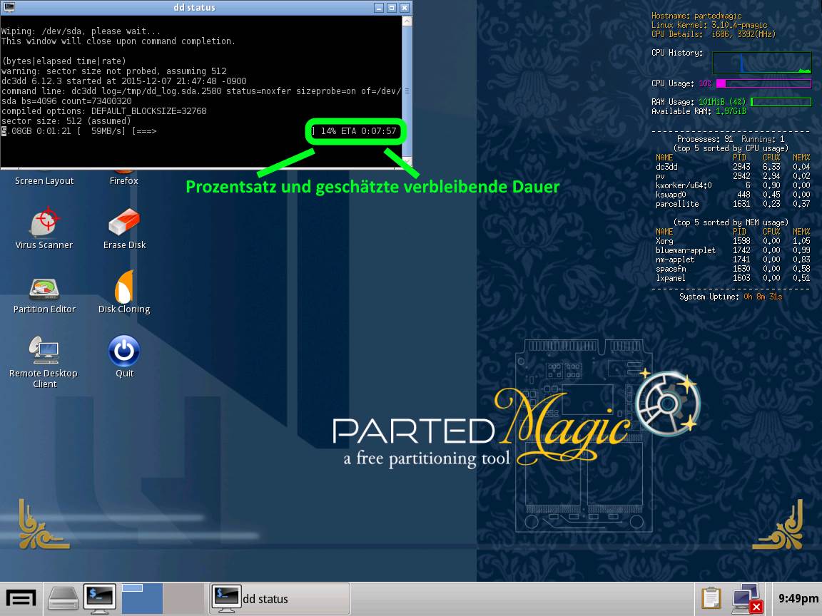 PartedMagic-06-dd-status